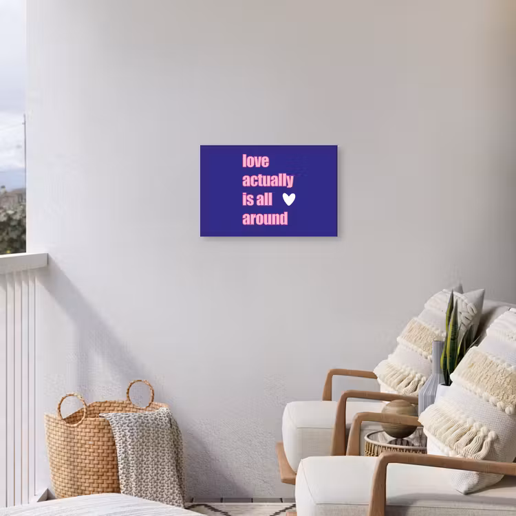 Tekst - Valentijn - Love - Blauw Tuinposter op houten frame 2 cm dik klein -sfeer1