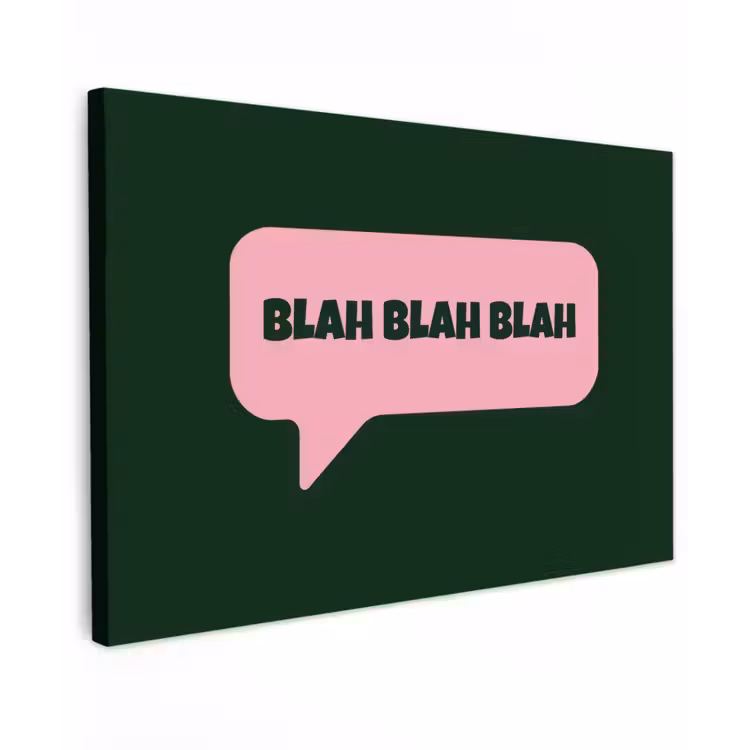 Tekstwolk - BLAH BLAH BLAH - Roze Tuinposter op houten frame 2 cm dik klein -3d