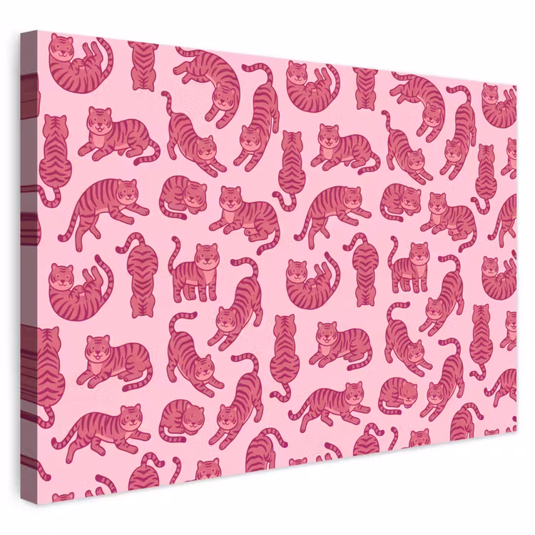 Dieren - Patroon - Roze - Speels - Cartoon Tuinposter op houten frame 2 cm dik klein -3d
