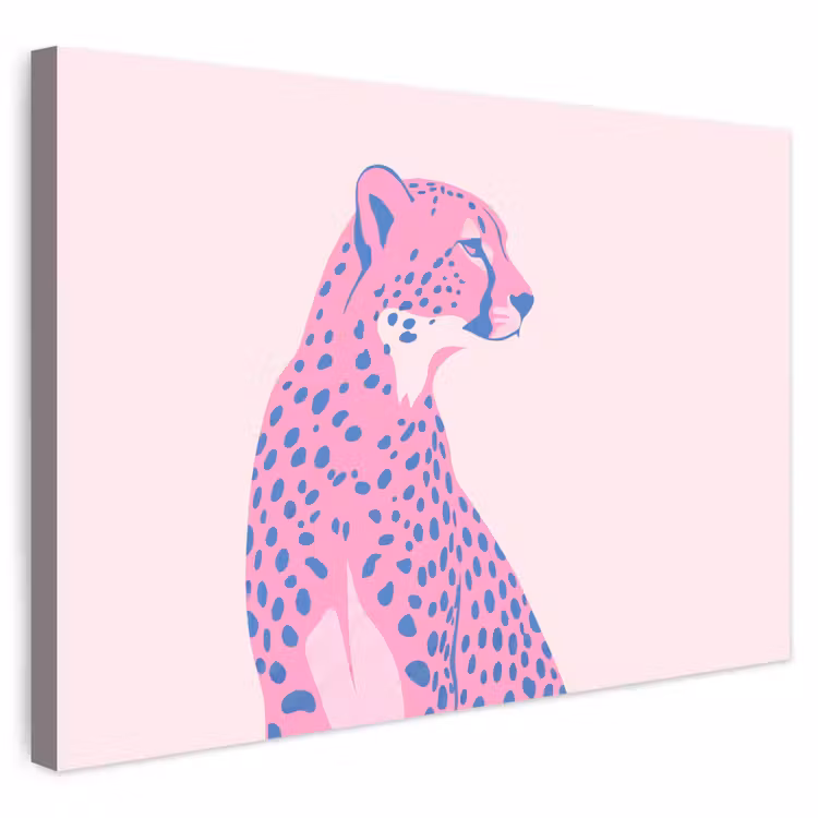 Dieren - Profiel - Abstract - Roze - Blauw Tuinposter op houten frame 2 cm dik klein -3d