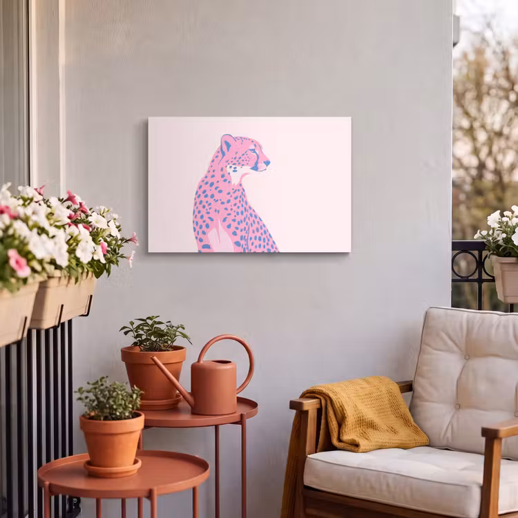 Dieren - Profiel - Abstract - Roze - Blauw Tuinposter op houten frame 2 cm dik klein -sfeer1