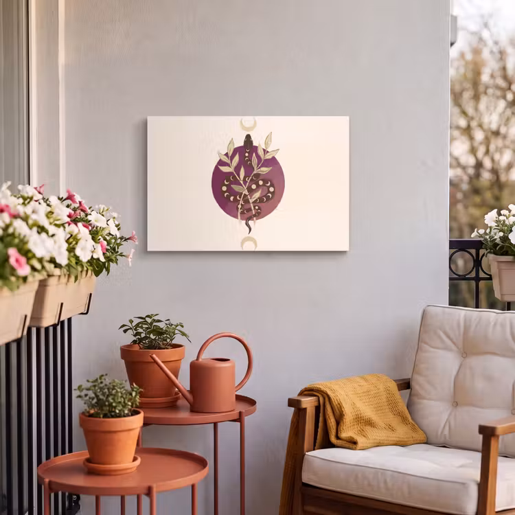 Dieren - Slang - Maan - Mystiek - Abstract Tuinposter op houten frame 2 cm dik klein -sfeer1