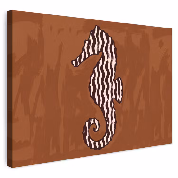 Dieren - Zeepaardje - Abstract - Bruin - Strepen Tuinposter op houten frame 2 cm dik klein -3d