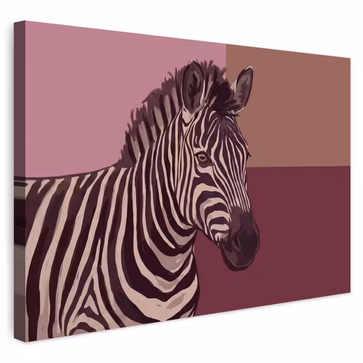 Dieren - Zebrahoofd - Wildlife - Modern - Bruin Tuinposter op houten frame 2 cm dik klein -3d