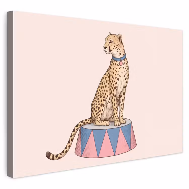 Dieren - Circus - Illustratie - Vintage - Roze Tuinposter op houten frame 2 cm dik klein -3d
