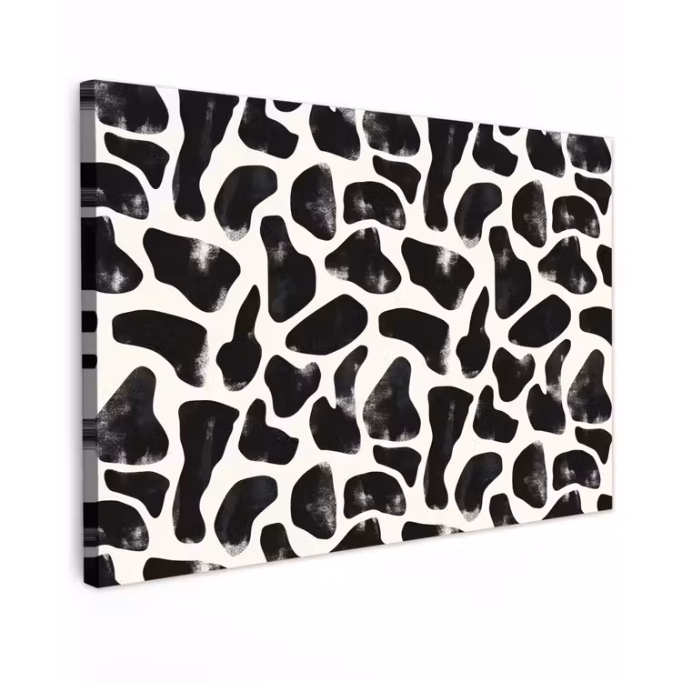 Dierenpatroon - Vlekken - Zwart - Wit Tuinposter op houten frame 2 cm dik klein 845 -3d