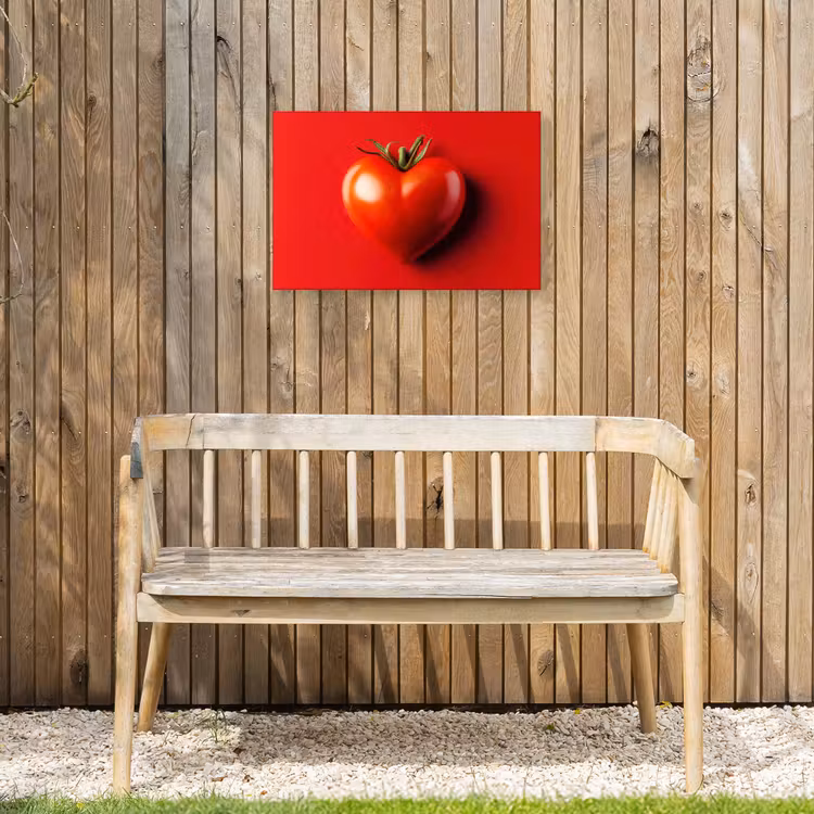 Tomaat - Rood - Hart Tuinposter op houten frame 2 cm dik klein -sfeer4