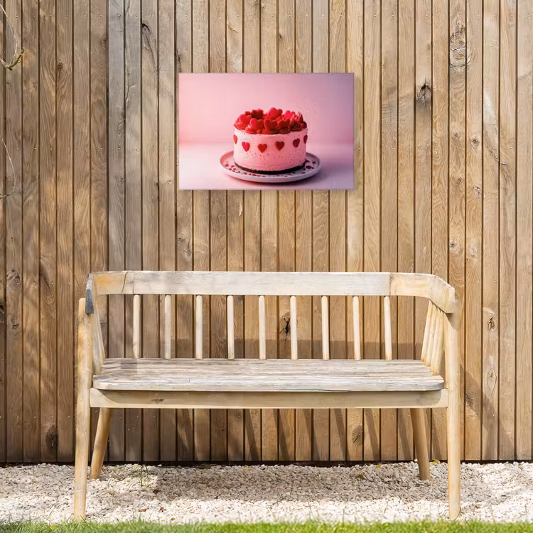 Taart - Hart - Roze Tuinposter op houten frame 2 cm dik klein -sfeer4