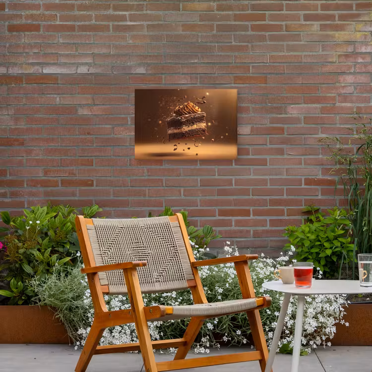 Taart - Chocolade - Eten - Brownie Tuinposter op houten frame 2 cm dik klein -sfeer3