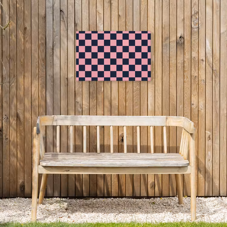 Traditioneel - Patroon - Blauw - Roze Tuinposter op houten frame 2 cm dik klein 845 -sfeer4