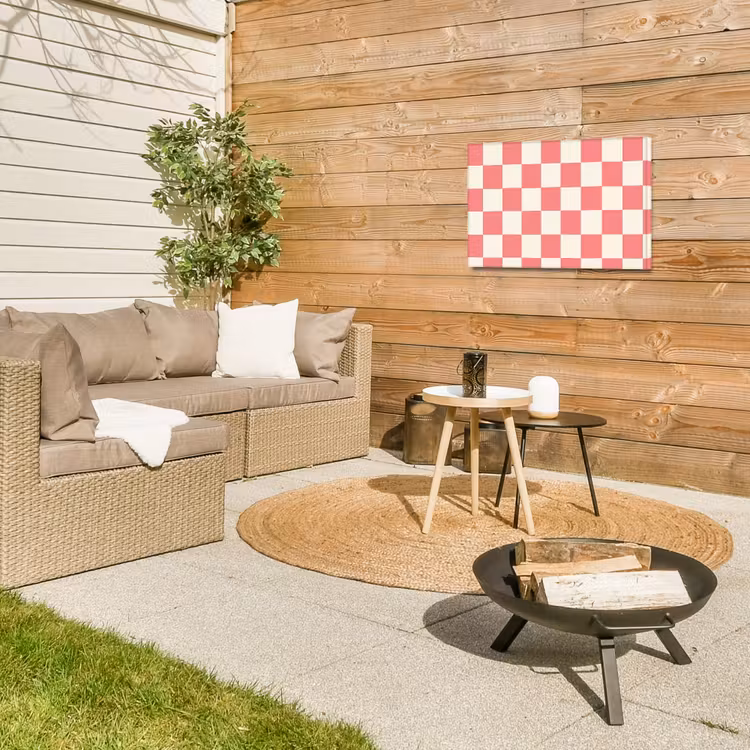 Traditioneel - Patroon - Roze Tuinposter op houten frame 2 cm dik klein 845 -sfeer2
