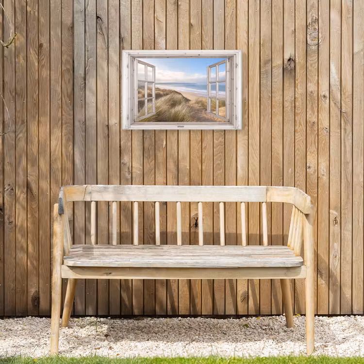 Doorkijk - Zee - Strand - Duinen Tuinposter op houten frame 2 cm dik klein -sfeer4