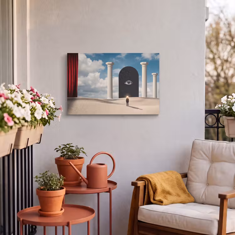 Outdoor Leinwand - Traum – Wüste – Auge - Droom - Woestijn - Oog Tuinposter op houten frame 2 cm dik klein