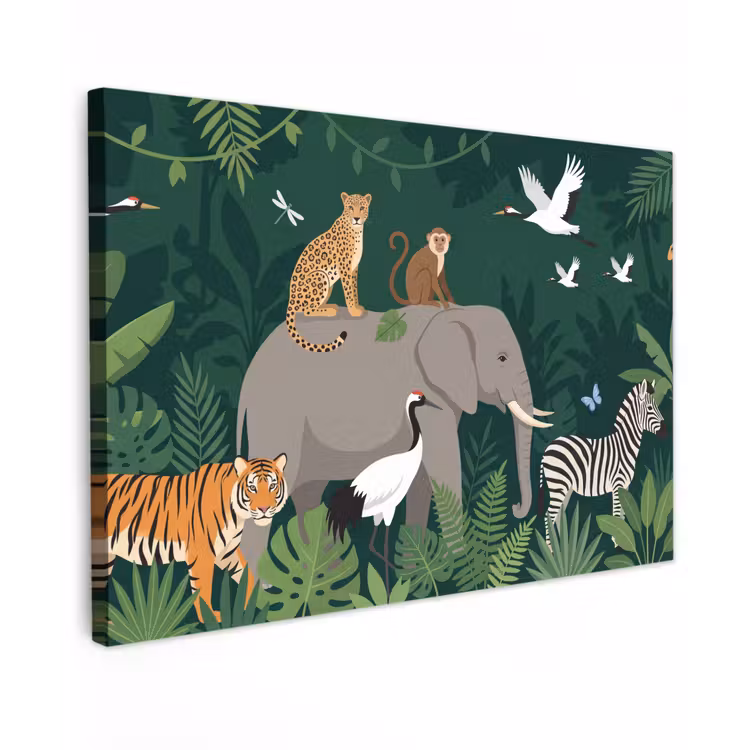 Tropisch - Jungle - Groen Tuinposter op houten frame 2 cm dik klein -3d