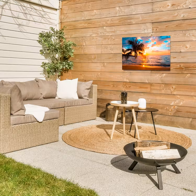 Tropische Zonsondergang aan Zee Tuinposter op houten frame 2 cm dik klein -sfeer2