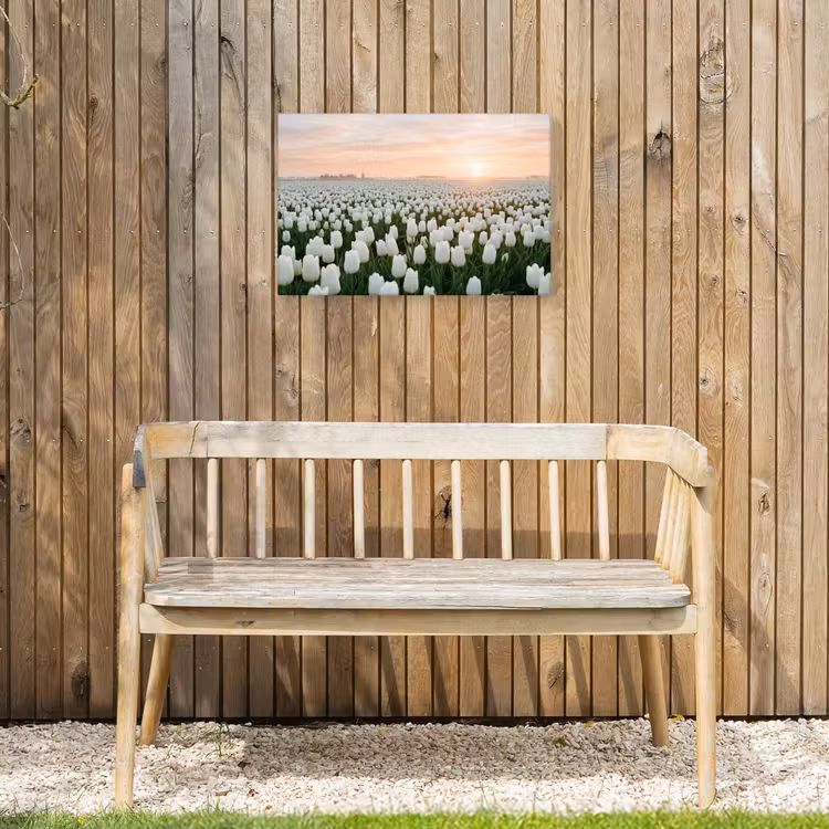 Tulpen - Landschap - Wit Tuinposter op houten frame 2 cm dik klein -sfeer4