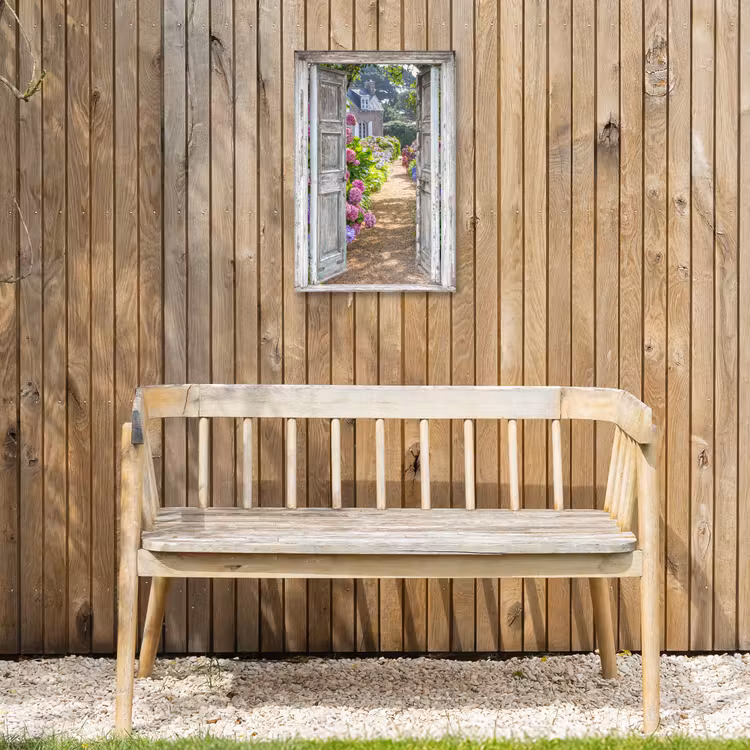 Deur naar een bloementuin Tuinposter op houten frame 2 cm dik klein -sfeer4