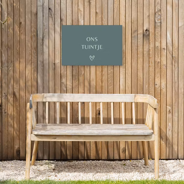 Ons tuintje Tuinposter op houten frame 2 cm dik klein -sfeer4