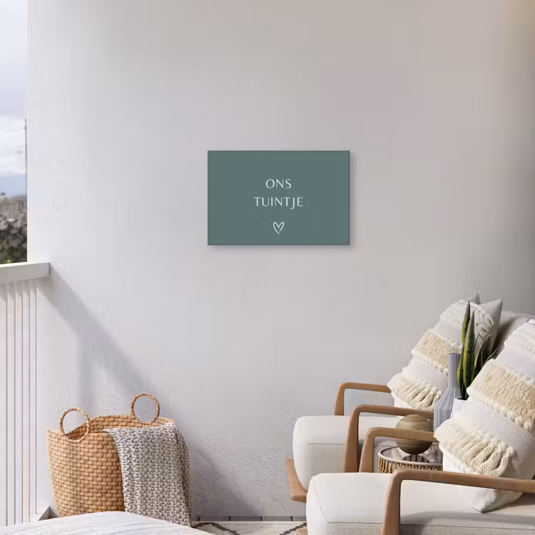 Ons tuintje Tuinposter op houten frame 2 cm dik klein -sfeer1