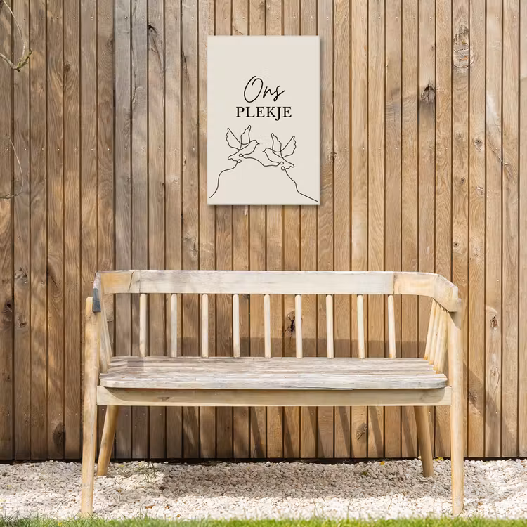 Ons Plekje met Vogels Tuinposter op houten frame 2 cm dik klein -sfeer4