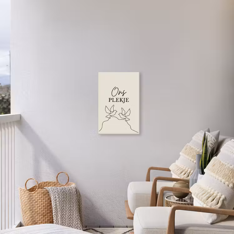 Ons Plekje met Vogels Tuinposter op houten frame 2 cm dik klein -sfeer1
