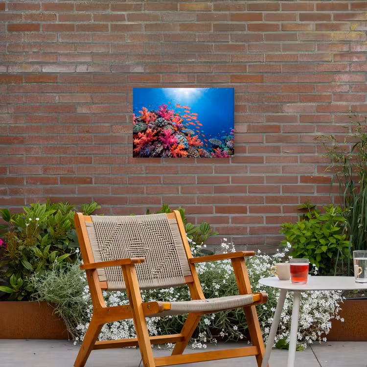 Onderwater - Koraalrif - Vissen - Oceaan - Natuur Tuinposter op houten frame 2 cm dik klein -sfeer3
