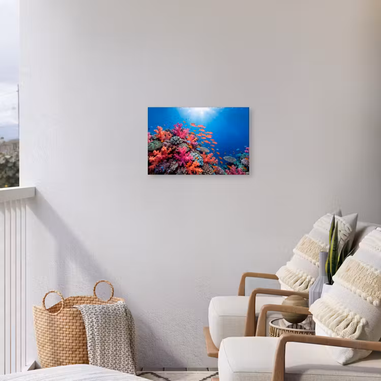 Onderwater - Koraalrif - Vissen - Oceaan - Natuur Tuinposter op houten frame 2 cm dik klein -sfeer1