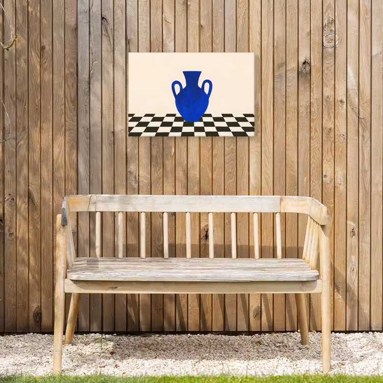 Vaas - Blauw - Geblokt - Modern Tuinposter op houten frame 2 cm dik klein -sfeer4