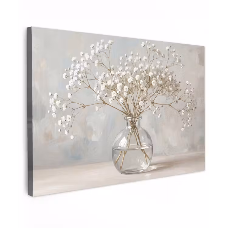 Vaas - Gipskruid - Wit Tuinposter op houten frame 2 cm dik klein -3d