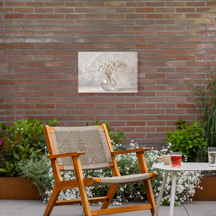 Vaas - Gipskruid - Wit Tuinposter op houten frame 2 cm dik klein -sfeer3