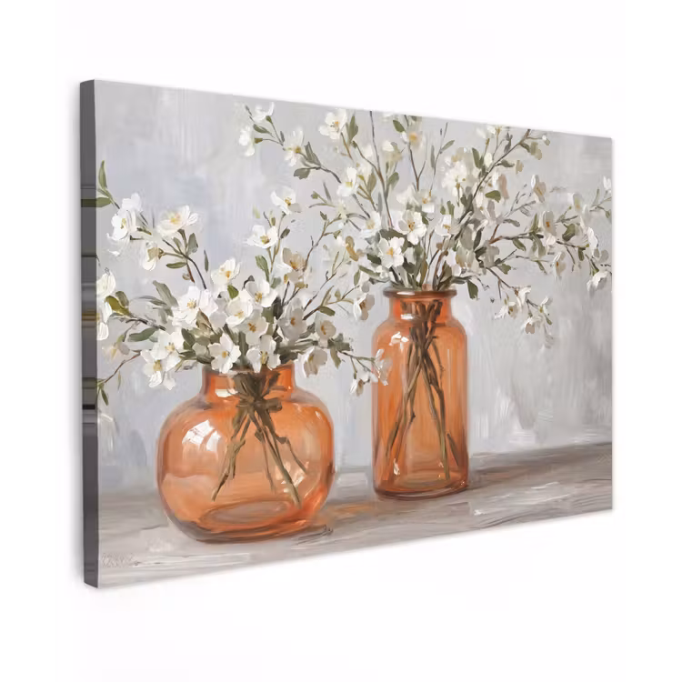 Vazen - Bloemen - Oranje Tuinposter op houten frame 2 cm dik klein -3d
