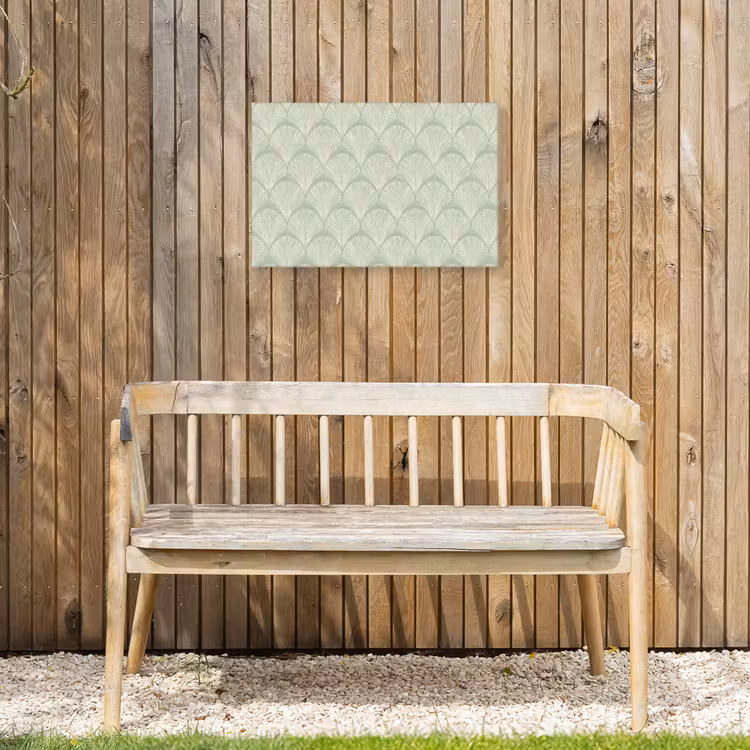 Waaiers - Patroon - Groen Tuinposter op houten frame 2 cm dik klein 845 -sfeer4