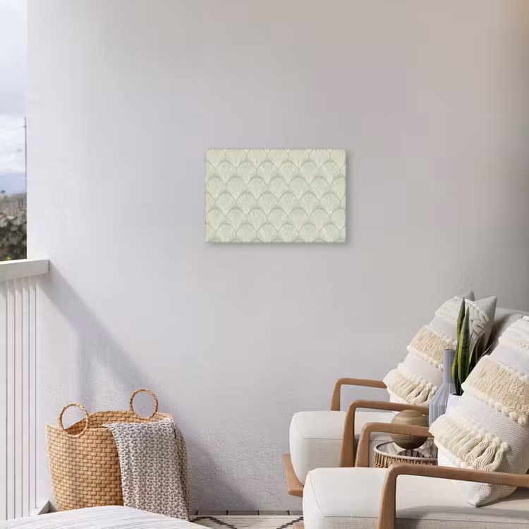 Waaiers - Patroon - Groen Tuinposter op houten frame 2 cm dik klein 845 -sfeer1