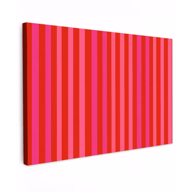 Verticaal - Strepen - Roze Tuinposter op houten frame 2 cm dik klein 845 -3d