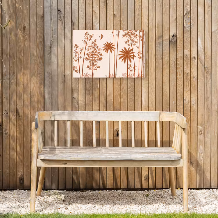 Vogel - Boom - Tropisch - Minimalistisch - Bruin Tuinposter op houten frame 2 cm dik klein -sfeer4