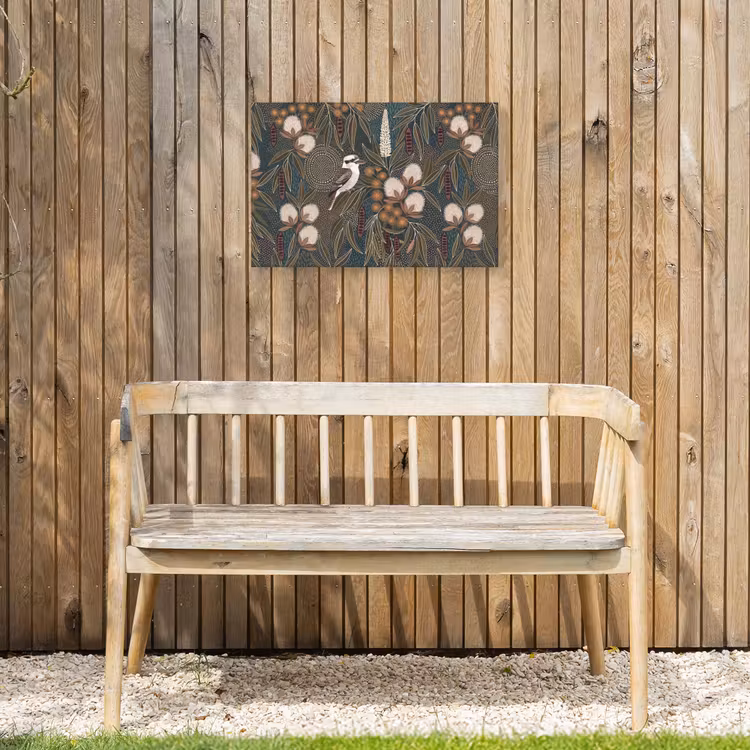 Vogel - Bladeren - Natuur - Illustratie - Groen Tuinposter op houten frame 2 cm dik klein -sfeer4