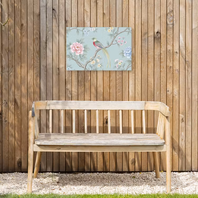 Vogel - Bloemen - Kleurrijk Tuinposter op houten frame 2 cm dik klein -sfeer4