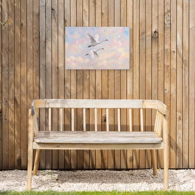 Vogel - Vliegend - Lucht - Modern - Pastel Tuinposter op houten frame 2 cm dik klein -sfeer4