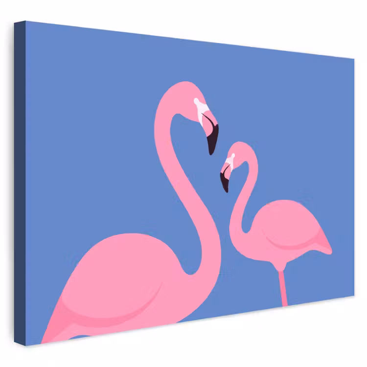 Vogel - Paar - Dieren - Modern - Roze Tuinposter op houten frame 2 cm dik klein -3d