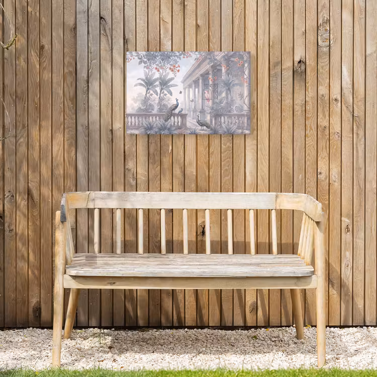 Vogel - Pauw - Architectuur - Klassiek - Groen Tuinposter op houten frame 2 cm dik klein -sfeer4
