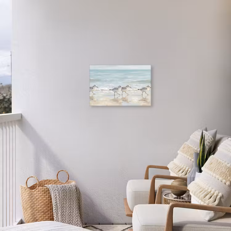 Vogels - Strand - Zee Tuinposter op houten frame 2 cm dik klein -sfeer1