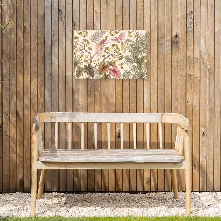 Vogels - Tropisch - Botanisch - Roze Tuinposter op houten frame 2 cm dik klein -sfeer4