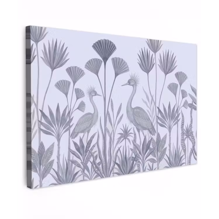 Vogel - Tropisch - Illustratie - Blauwgrijs - Natuur Tuinposter op houten frame 2 cm dik klein -3d