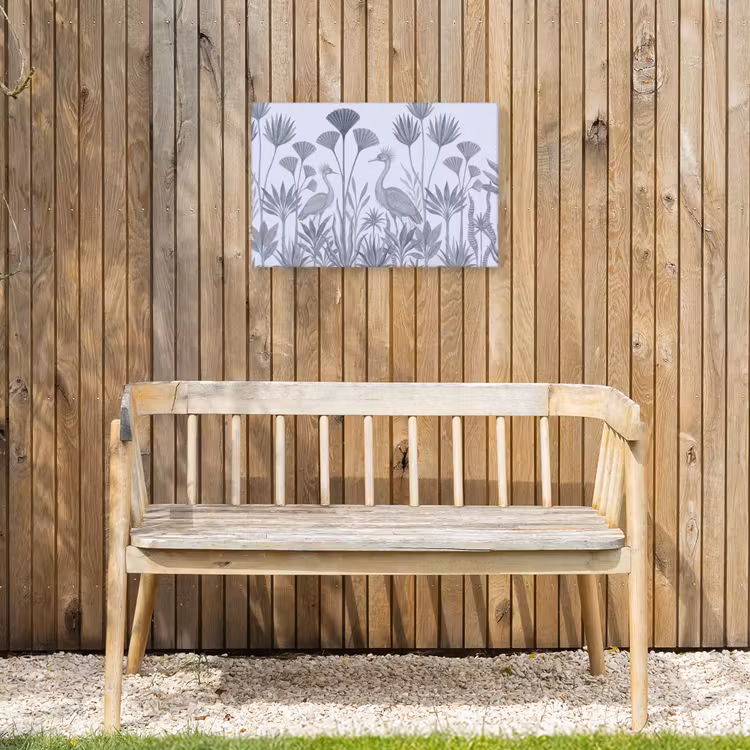 Vogel - Tropisch - Illustratie - Blauwgrijs - Natuur Tuinposter op houten frame 2 cm dik klein -sfeer4