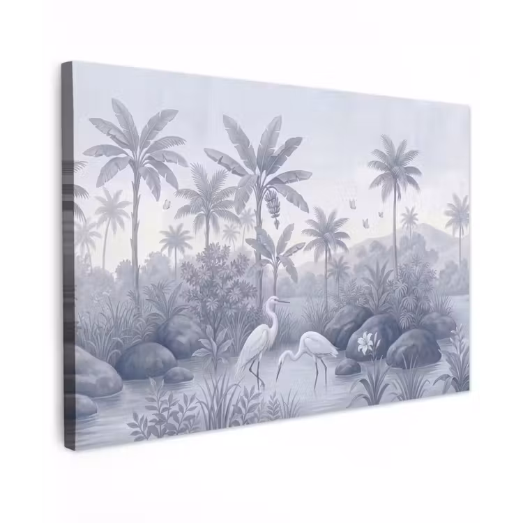 Vogel - Water - Tropisch - Natuur - Blauw Tuinposter op houten frame 2 cm dik klein -3d