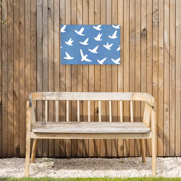 Vogels - Wit - Patroon Tuinposter op houten frame 2 cm dik klein -sfeer4
