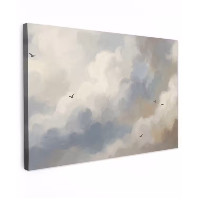 Vogel - Wolken - Natuur - Modern - Grijs Tuinposter op houten frame 2 cm dik klein -3d