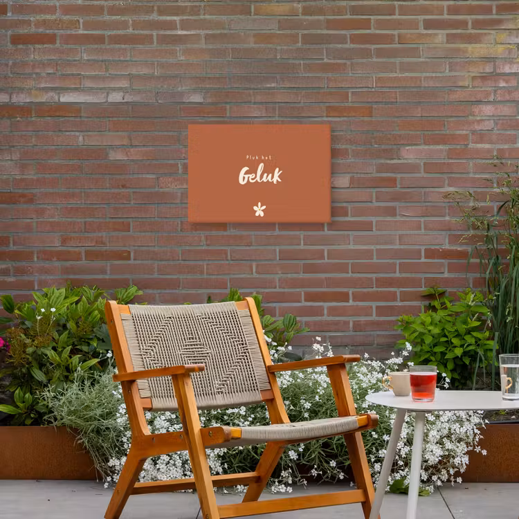 Pluk het Geluk Tuinposter op houten frame 2 cm dik klein -sfeer3