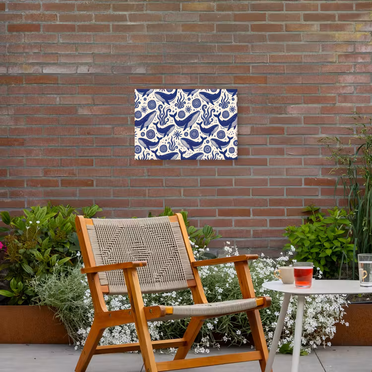Walvis - Onderwater - Dieren - Abstract - Blauw Tuinposter op houten frame 2 cm dik klein -sfeer3