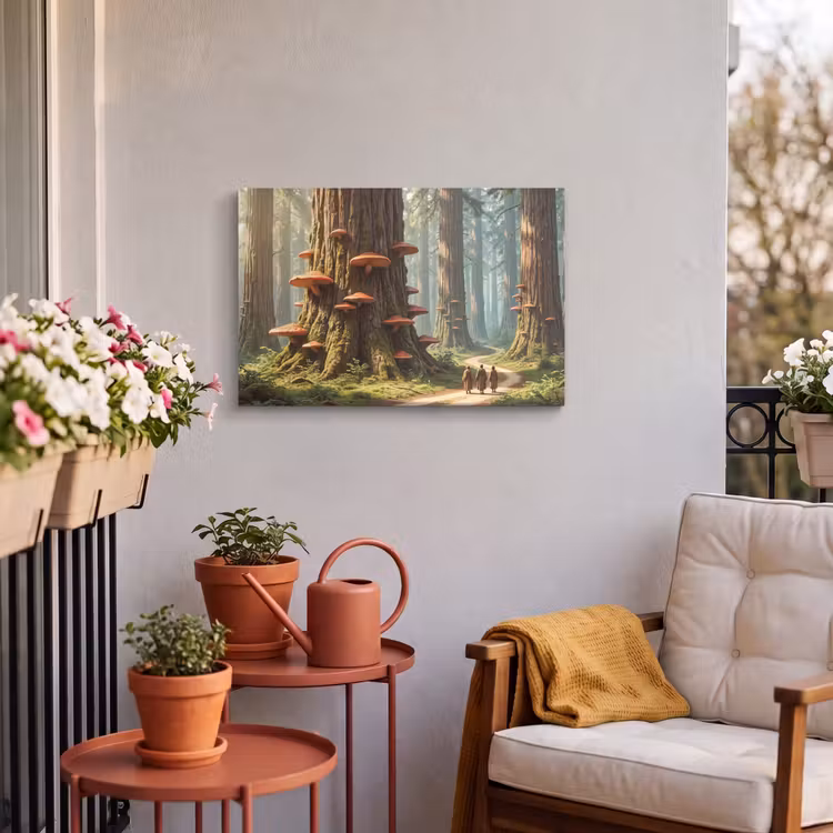 Outdoor Leinwand - Wald – Bäume – Natur - Bos - Bomen - Natuur Tuinposter op houten frame 2 cm dik klein